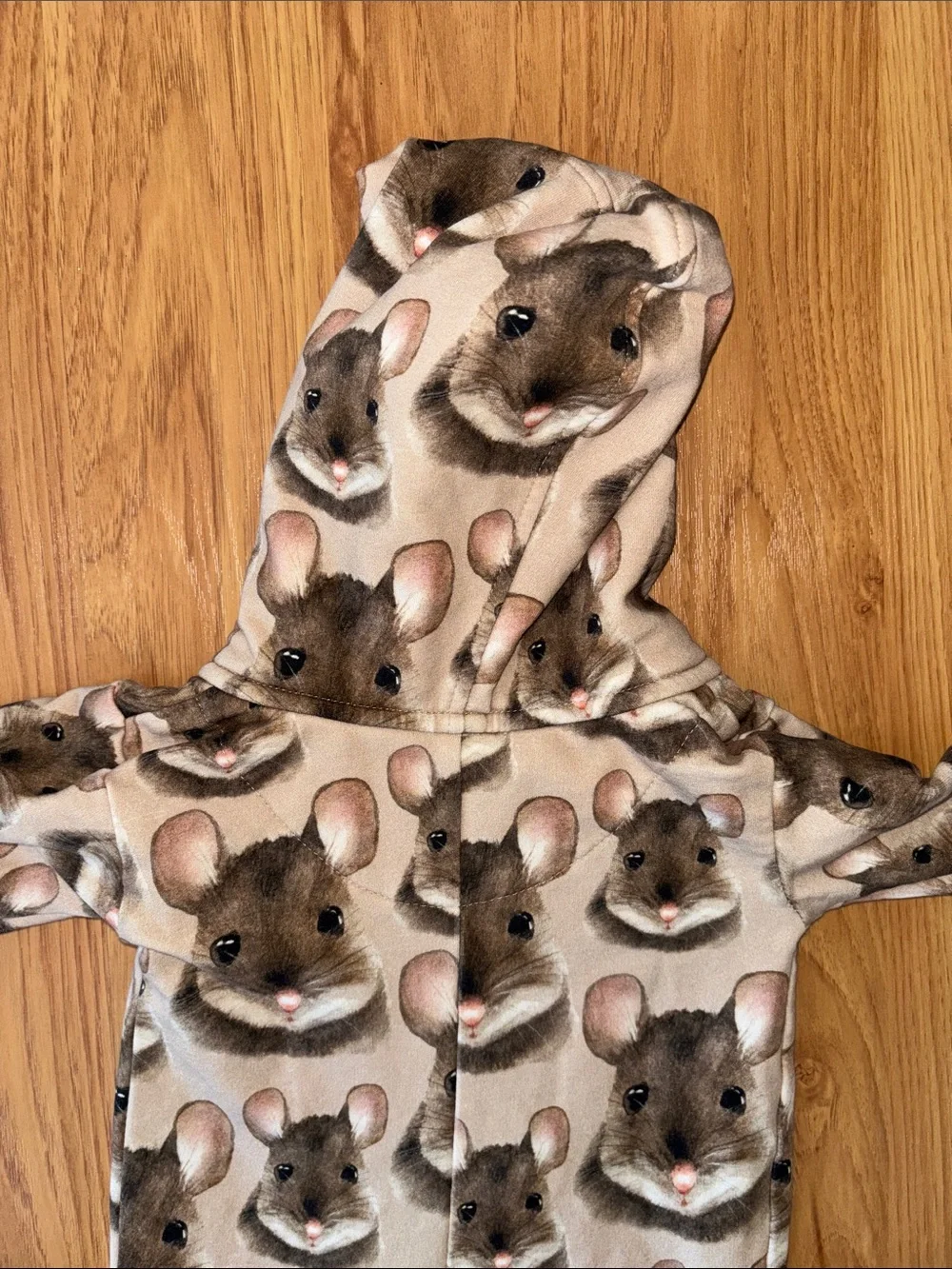 Metsola Beige Brown Mouse Print Kids Onesie Hoodie